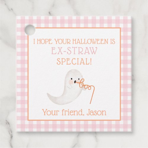 Pink Orange Ghost Ek_straw Halloween Straw Kids  Favor Tags