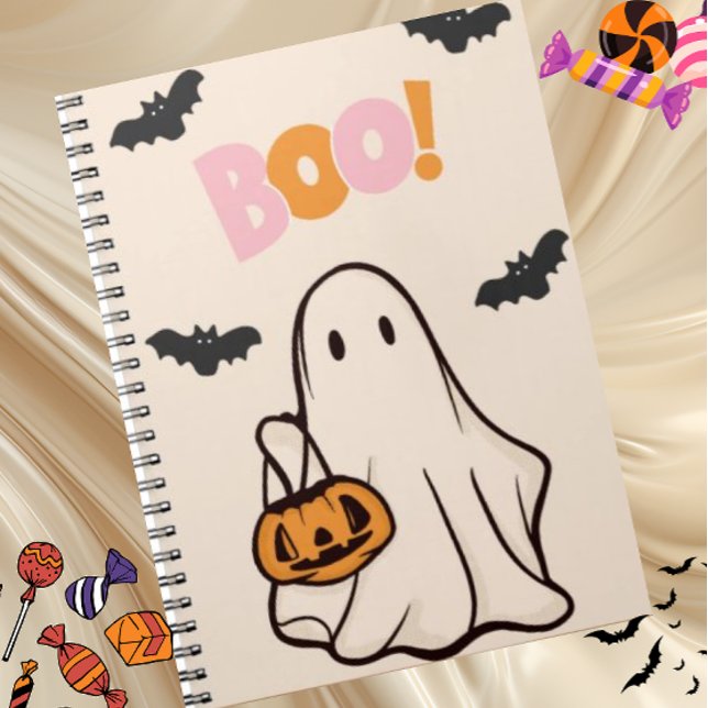 Pink Orange Ghost Halloween  Notebook (Creator Uploaded)