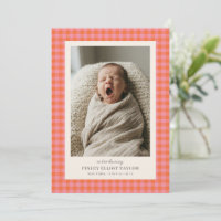 Pink Orange Gingham Check Newborn Photo Baby Birth
