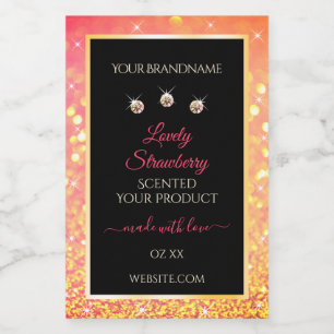 Pink Orange Glitter Black Product Labels Jewels