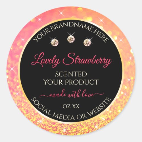 Pink Orange Glitter Black Product Labels Jewels