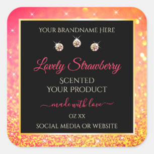Pink Orange Glitter Black Product Labels Jewels