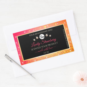 Pink Orange Glitter Black Product Labels with Logo