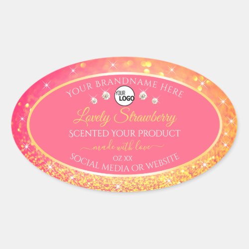 Pink Orange Glitter Product Labels Logo Diamonds