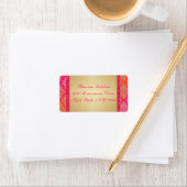 Pink Orange Gold Damask FAUX Glitter Address Label (Insitu)