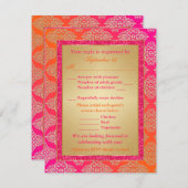 Pink, Orange, Gold FAUX Glitter RSVP Card (Front/Back)