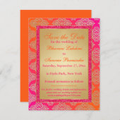 Pink, Orange, Gold FAUX Glitter Save the Date Invitation (Front/Back)
