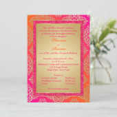 Pink, Orange, Gold FAUX Glitter Wedding Invite (Standing Front)