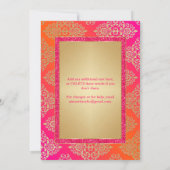 Pink, Orange, Gold FAUX Glitter Wedding Invite (Back)