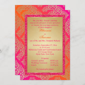 Pink, Orange, Gold FAUX Glitter Wedding Invite (Front/Back)