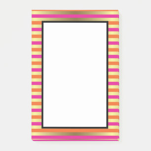 Pink, Orange & Gold Faux Metallic Stripes Post-it Notes