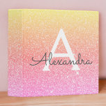 Pink Orange Gold Glitter & Sparkle Monogram 3 Ring Binder<br><div class="desc">Pink Orange and Yellow Gold Pastel Ombre Faux Glitter and Sparkle Elegant Binder. These Binders can be customized to include your initial and first name.</div>