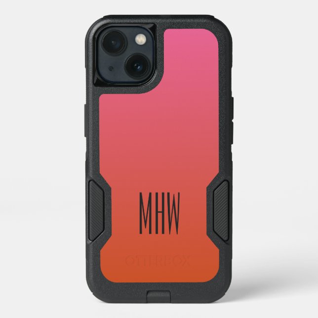 Pink Orange Gradient custom monogram phone cases (Back)