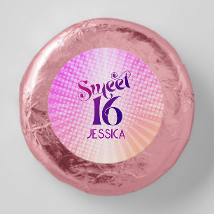 Pink Orange Gradient Sweet 16 Groovy Boho Retro Dipped Oreo Cookie Favors
