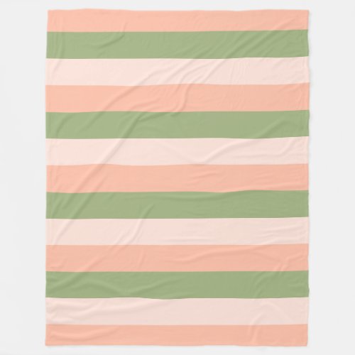 Pink Orange Green Striped Elegant Modern Trendy Fleece Blanket