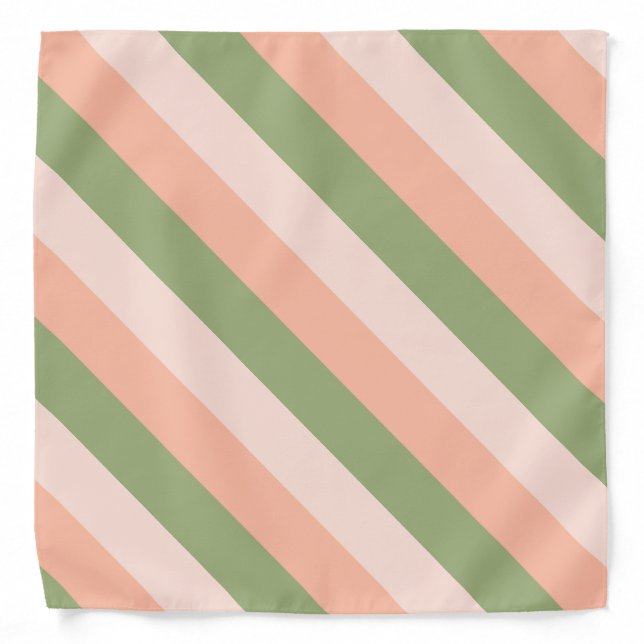 Pink Orange Green Striped Trendy Elegant Template Bandana (Front)