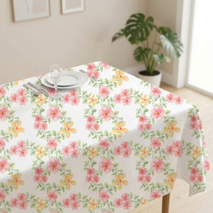 Pink Orange Green Watercolor Wildflower Tablecloth
