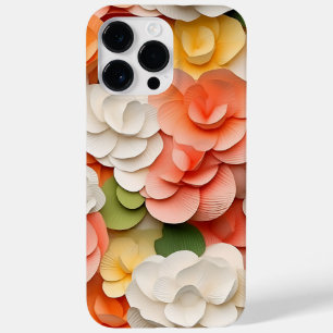 PINK ORANGE GREEN WHITE 3-D LOOK BEGONIA FLOWERS Case-Mate iPhone 14 PRO MAX CASE
