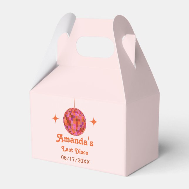Pink Orange Groovy Last disco Bachelorette     Favor Boxes (Front Side)