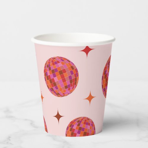 Pink Orange Groovy Last disco Bachelorette     Paper Cups