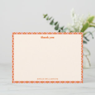 Pink Orange Groovy Retro Custom Bridal Shower  Thank You Card
