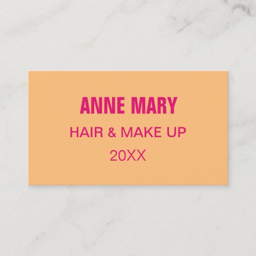 Pink Orange Hair Makeup Salon Artist Spa Custom Business Card