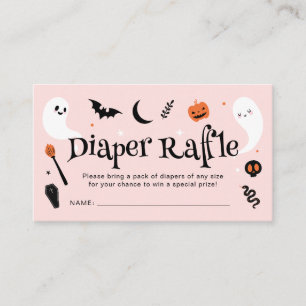 Pink Orange Halloween Baby Shower Diaper Raffle Enclosure Card