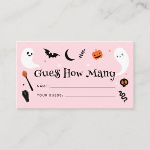 Pink Orange Halloween Baby Shower Guess How Many Enclosure Card