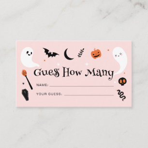 Pink Orange Halloween Baby Shower Guess How Many  Enclosure Card