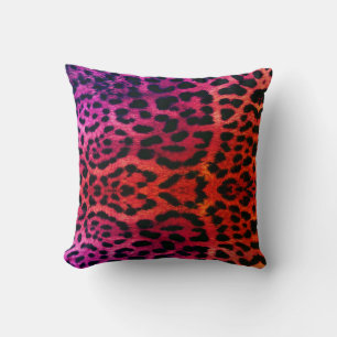 pink orange hue leopard pattern design throw pillo pillow