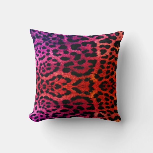 pink orange hue leopard pattern design throw pillo pillow (Front)