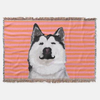 Pink & Orange Husky Throw Blanket