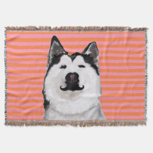 Pink & Orange Husky Throw Blanket
