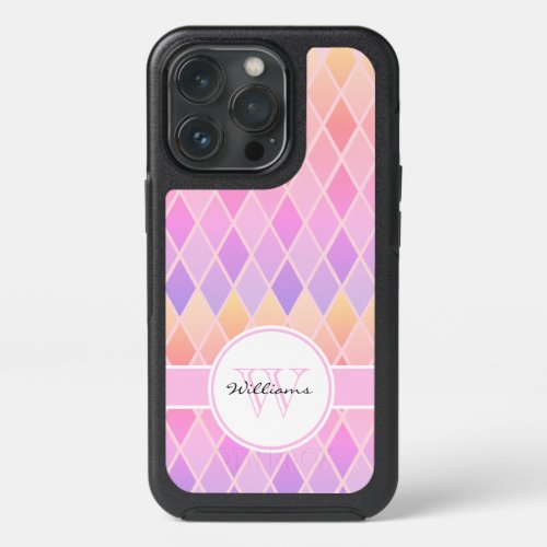 Pink  Orange Jewel_Toned Personalized Geometric iPhone 13 Pro Case