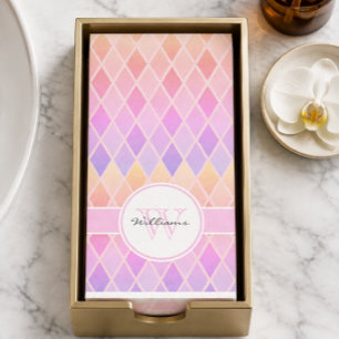 Pink & Orange Jewel-Toned Personalized Geometric Paper Guest Towels