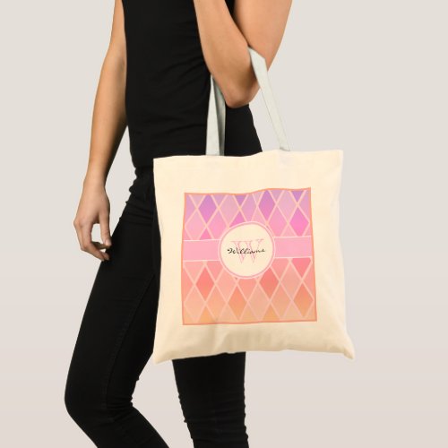 Pink  Orange Jewel_Toned Personalized Geometric Tote Bag