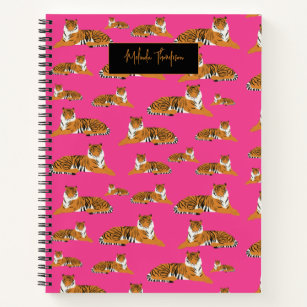 Pink Orange Jungle Safari Tiger Animal Cute Notebook