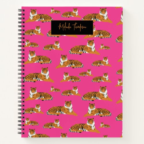 Pink Orange Jungle Safari Tiger Animal Cute Notebook