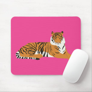 Pink Orange Jungle Safari Tiger Animal Mouse Pad