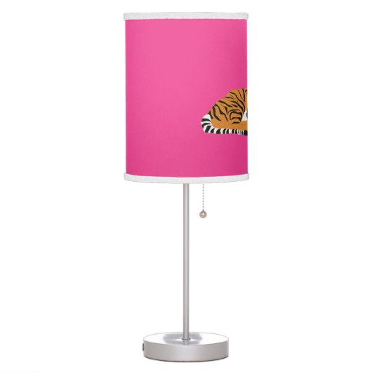 Pink Orange Jungle Safari Tiger Animal Table Lamp (Left)