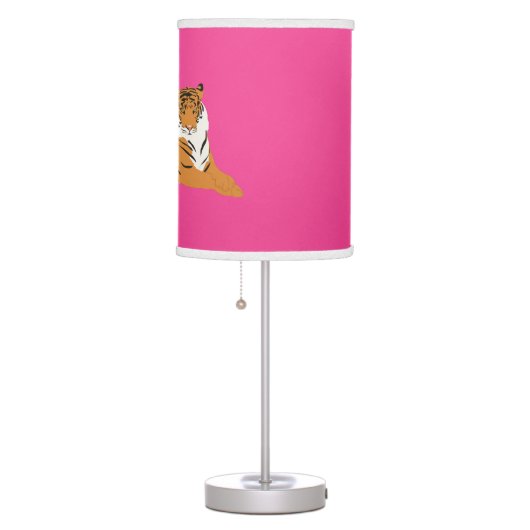 Pink Orange Jungle Safari Tiger Animal Table Lamp (Right)