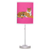 Pink Orange Jungle Safari Tiger Animal Table Lamp (Front)