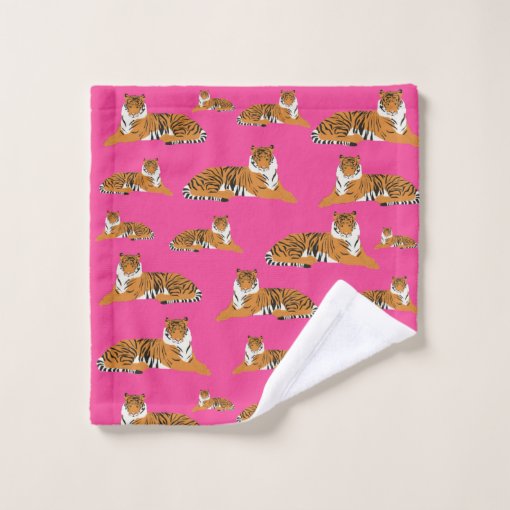 Pink Orange Jungle Tiger Animal Pattern Bath Towel Set Zazzle