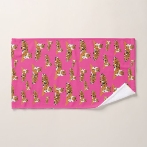 Pink Orange Jungle Tiger Animal Pattern Bath Towel Set Zazzle