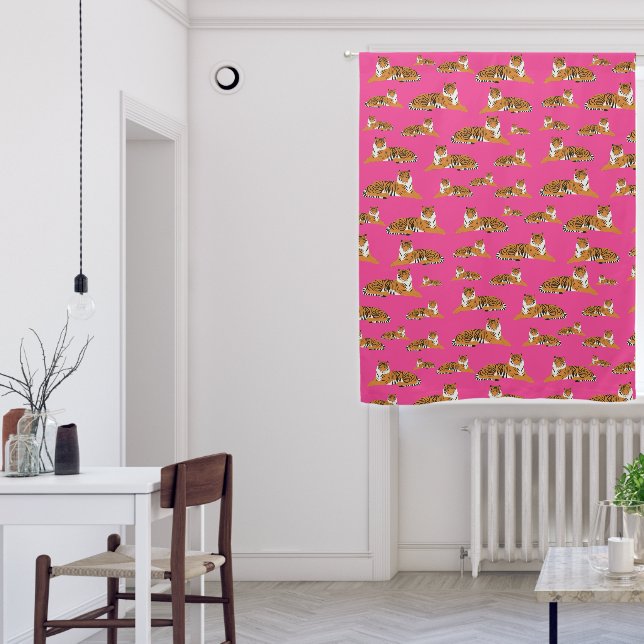 Pink Orange Jungle Tiger Animal Pattern   Blackout Curtains (Living Room)