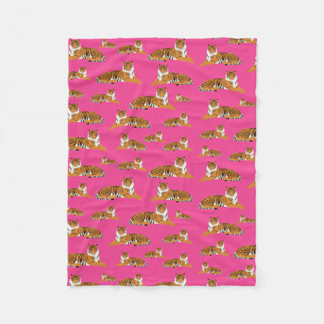 Pink Orange Jungle Tiger Animal Pattern Fleece Blanket Zazzle
