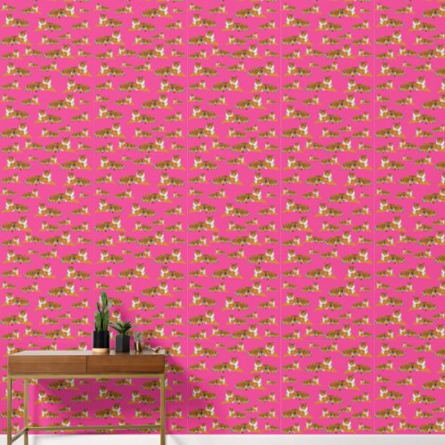 Pink Orange Jungle Tiger Animal Pattern   Wallpaper