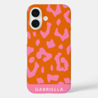 Pink Orange Leopard Print Pattern Personalized