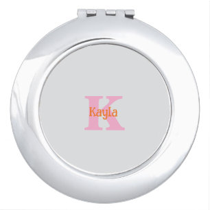 Pink Orange Light Grey Gray Custom Color Gift Compact Mirror
