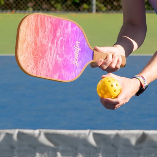 Pink Orange Lilac and Coral Tropical Water Pickleball Paddle